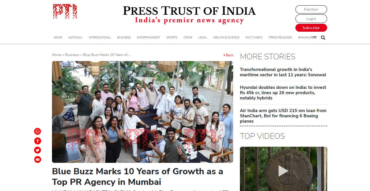 Blue Buzz Marks 10 Years of Growth as a Top PR Agency in Mumbai