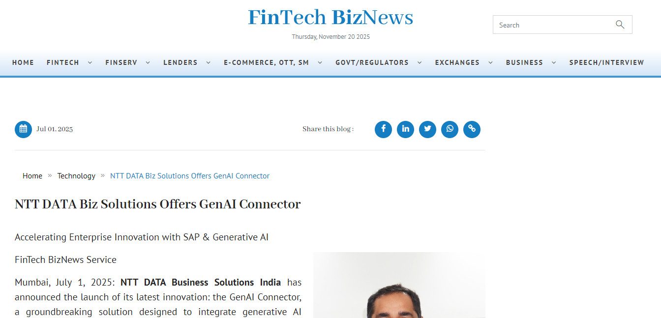 NTT DATA Biz Solutions Offers GenAI Connector