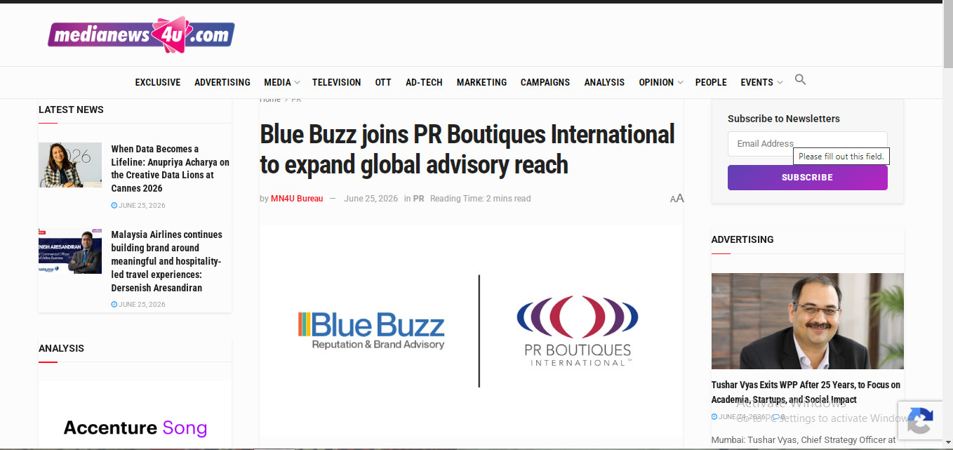Blue Buzz joins PR Boutiques International to expand global advisory reach