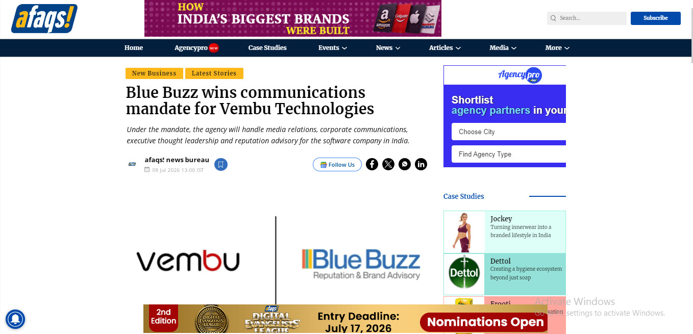 Blue Buzz wins communications mandate for Vembu Technologies