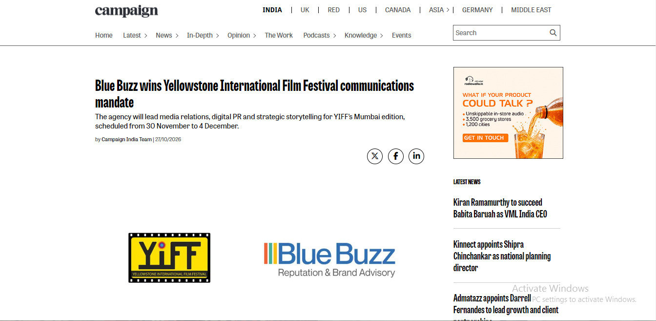 Blue Buzz wins Yellowstone International Film Festival communications mandate